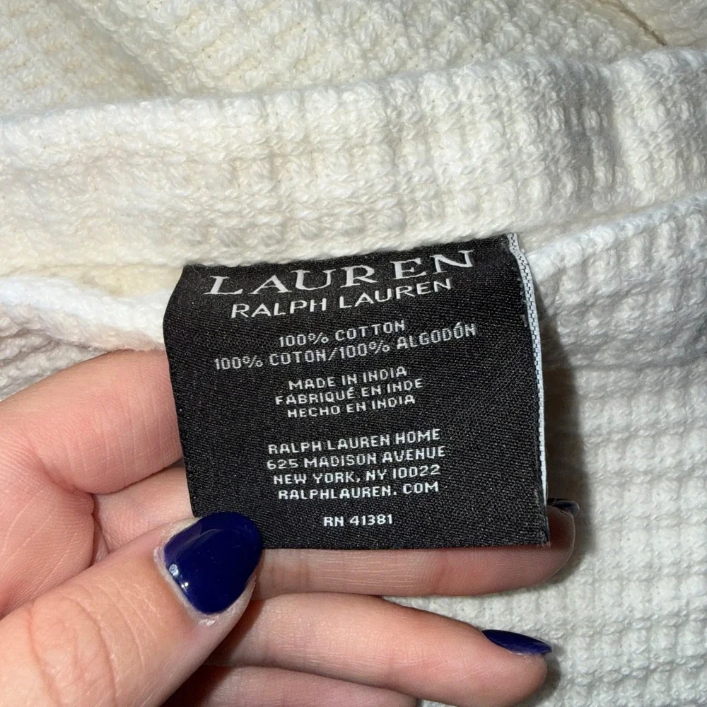 Lauren Ralph Lauren Waffle Knit Blanket Full Queen White Good Cotton Bedding